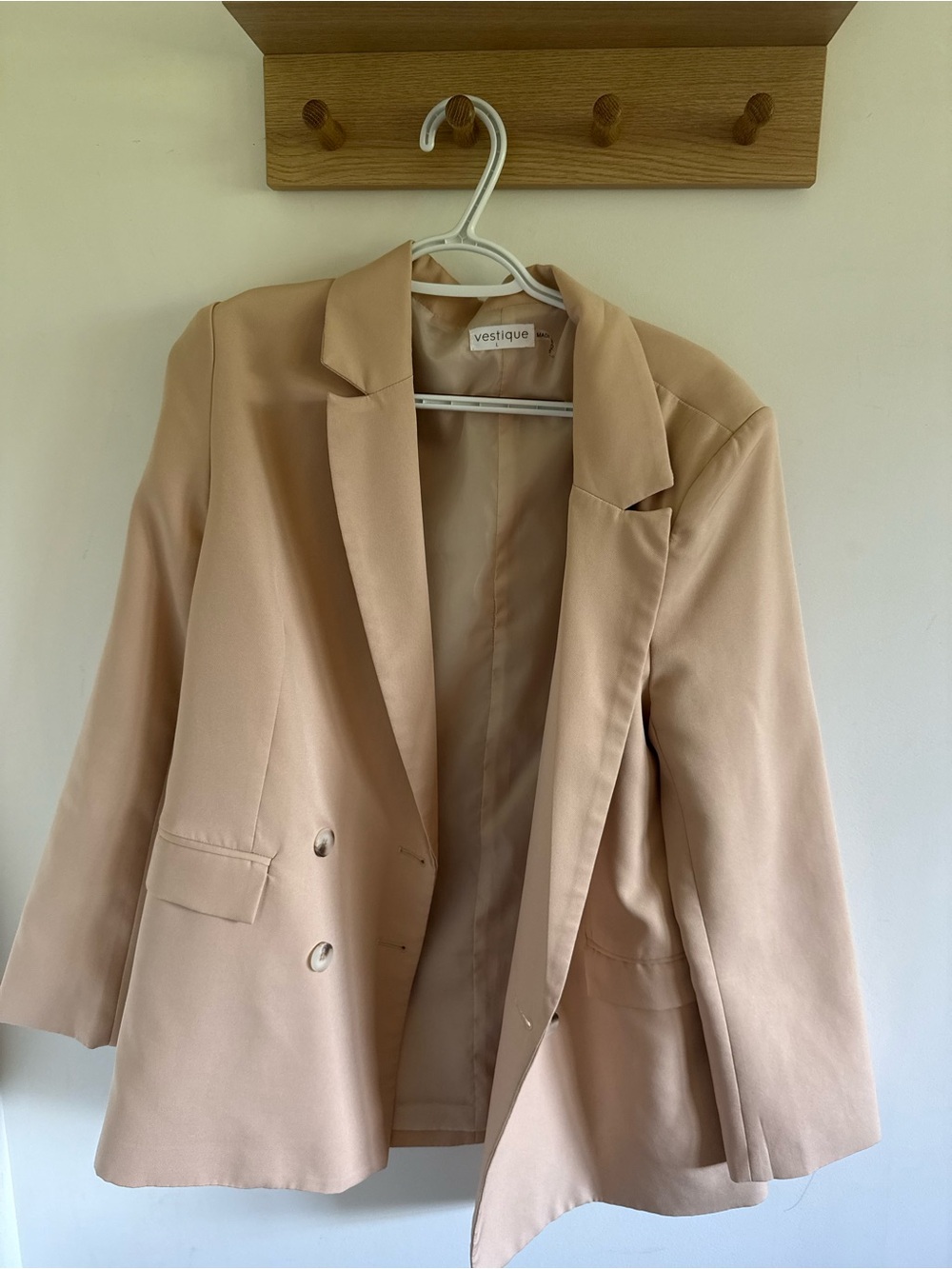 vestique Blush Pink Double-Breasted Women's Blazer
